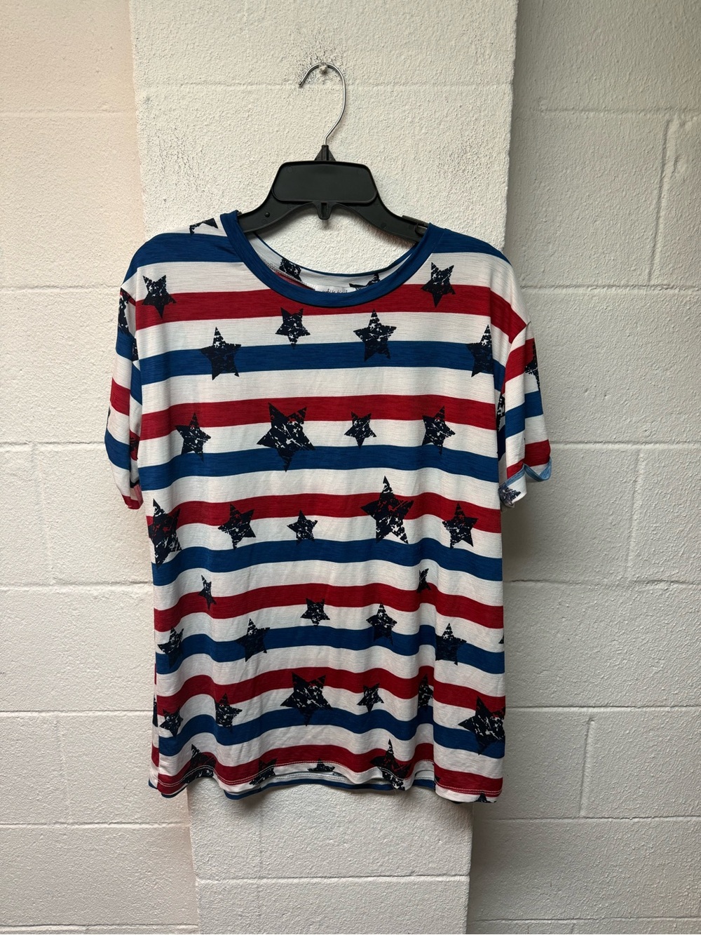 white birch Red White Blue Star Stripe Short Sleeve Top